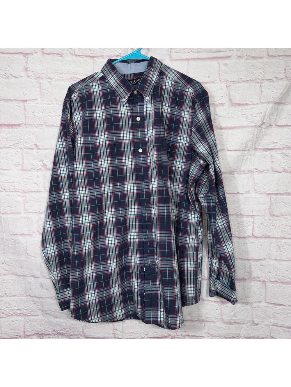 Chaps Large Men's Plaid Long Sleeve Button-Down Shirt